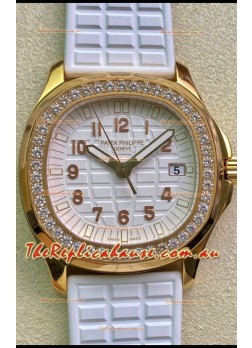 Patek Philippe Aquanaut LUCE 5072R-001 Quartz Swiss Replica Watch in Yellow Gold White Dial - 35MM
