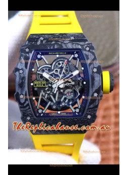 Richard Mille RM35-02 Rafael Nadal Forged Carbon Case with Yellow Strap - 1:1 Super Swiss Quality
