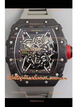 Richard Mille RM35-02 Rafael Nadal Forged Carbon Case with Grey Strap - 1:1 Super Swiss Quality