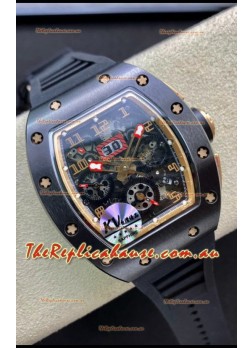 Richard Mille RM011 Felipe Massa 1:1 Mirror Quality One Piece Black Ceramic Rose Gold Watch 