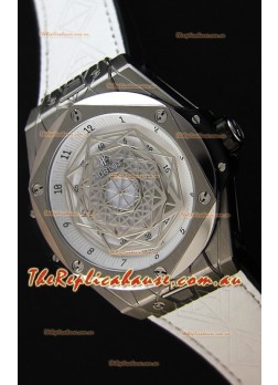 Hublot Big Bang Sang Bleu 45MM Stainless Steel White Dial  Swiss Replica Watch 