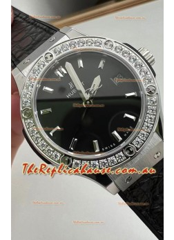 Hublot Classic Fusion Stainless Steel 33MM Black Dial Swiss Quartz Movement Watch 1:1 Mirror Quality
