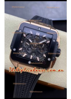 Hublot Square Bang Unico Rose Gold Titanium Chronograph Watch 1:1 Mirror Replica