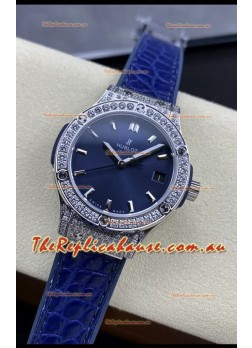 Hublot Classic Fusion Stainless Steel 33MM Blue Dial Swiss Quartz Movement Watch 1:1 Mirror Quality