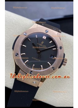 Hublot Classic Fusion 1:1 Mirror Replica Swiss Watch in Rose Gold 904L Steel Casing Black Dial 38MM