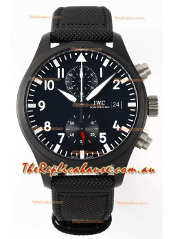 IWC Pilot's Chronograph Top Gun Ceramic IW389001 1:1 Mirror Replica in Black Dial