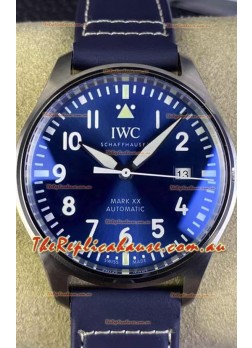 IWC Pilot MARK XX Series IW328203 1:1 Mirror Swiss Replica Watch in Blue Dial Leather Strap