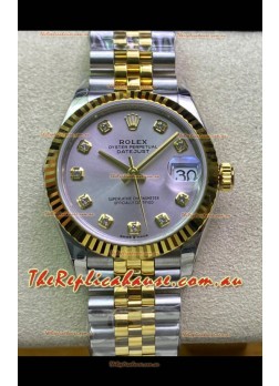 Rolex Datejust 31MM ETA-2671 Movement Swiss Replica in 904L Steel in Silver Dial Yellow Gold 