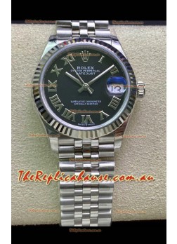 Rolex Datejust 31MM ETA-2671 Movement Swiss Replica in 904L Steel in Black Roman Dial