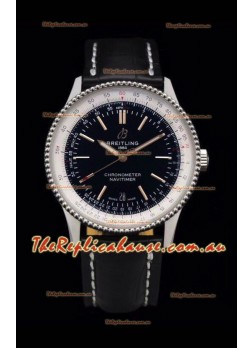 Breitling Navitimer 1 Automatic Swiss Replica Watch in Black Dial - Leather Strap