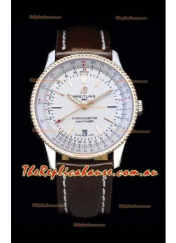 Breitling Navitimer 1 Automatic Swiss Replica Watch in White Dial Rose Gold Bezel