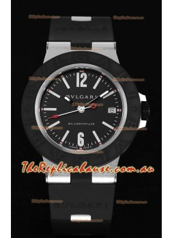 Bvlgari Aluminum 1:1 Mirror Swisss Replica Watch in Black Dial 