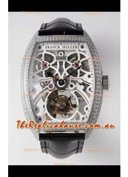 Franck Muller Fast Tourbillon Edition 1:1 Mirror Swiss Replica Watch in Diamonds Casing 