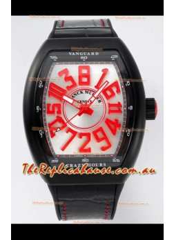 Franck Muller Vanguard Crazy Hours in DLC Coated Casing White Dial Swiss Replica Watch 