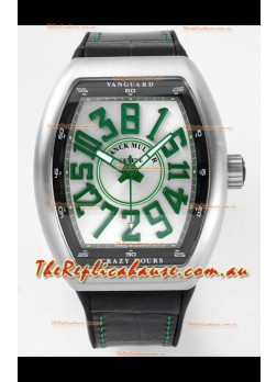 Franck Muller Vanguard Crazy Hours in Stainless Steel - White Dial Swiss Replica Watch 