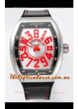 Franck Muller Vanguard Crazy Hours in Stainless Steel - White Dial Swiss Replica Watch 