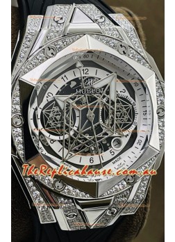 Hublot Big Bang UNICO Sang Bleu II Stainless Steel Diamonds 1:1 Mirror Quality Swiss Replica Watch 