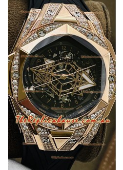 Hublot Big Bang UNICO Sang Bleu II Rose Gold Diamonds 1:1 Mirror Quality Swiss Replica Watch 