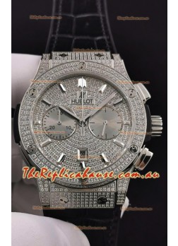 Hublot Classic Fusion Chronograph Steel Diamonds Dial and Casing 1:1 Mirror Replica Watch 
