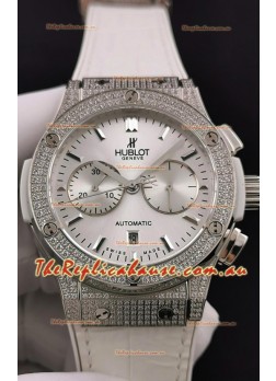 Hublot Classic Fusion Chronograph Steel Diamonds Casing Steel Dial 1:1 Mirror Replica Watch 