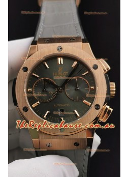 Hublot Classic Fusion Chronograph Rose Gold Casing Brown Dial  1:1 Mirror Replica Watch 