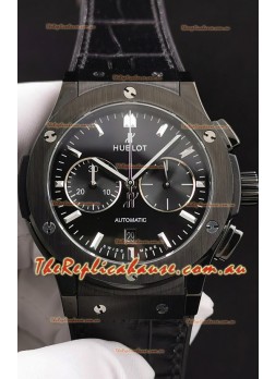 Hublot Classic Fusion Chronograph Ceramic Casing/Bezel Black Dial  1:1 Mirror Replica Watch 