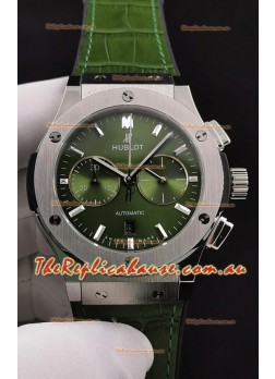 Hublot Classic Fusion Chronograph Stainless Steel Casing Green Dial 1:1 Mirror Replica Watch 
