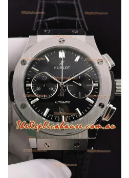 Hublot Classic Fusion Chronograph Stainless Steel Casing Black Dial 1:1 Mirror Replica Watch 
