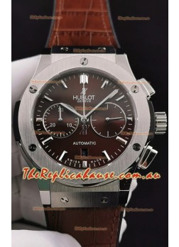 Hublot Classic Fusion Chronograph Stainless Steel Casing Brown Dial 1:1 Mirror Replica Watch 