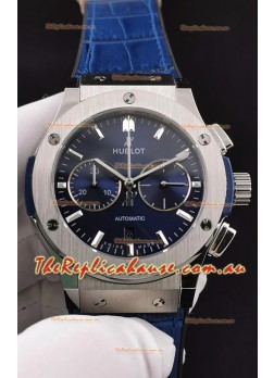 Hublot Classic Fusion Chronograph Stainless Steel Casing Blue Dial 1:1 Mirror Replica Watch 