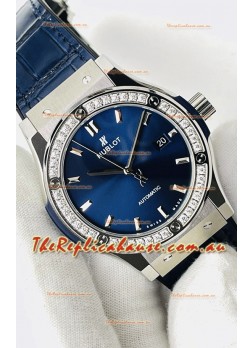 Hublot Classic Fusion Stainless Steel Blue Dial Swiss Replica Watch 1:1 Mirror Quality 