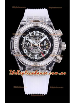 Hublot Big Bang Unico Plexiglass Casing 1:1 Mirror Edition Swiss Replica Watch White Strap