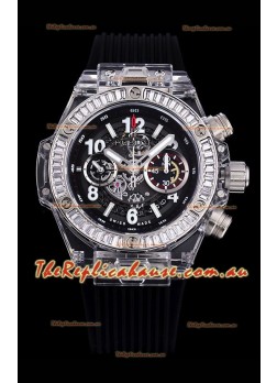 Hublot Big Bang Unico Plexiglass Casing 1:1 Mirror Edition Swiss Replica Watch Black Strap