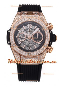 Hublot Big Bang Unico Rose Gold Diamonds Casing 1:1 Mirror Edition Swiss Replica Watch