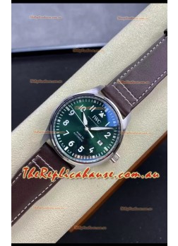 IWC Pilot MARK Series IW328205 1:1 Mirror Swiss Replica Watch in Green Dial Brown Strap