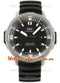 IWC Aquatimer IW358002 1:1 Titanium Mirror Swiss Replica Watch in Black Dial Rubber Strap