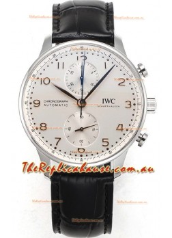 IWC Portuguese Chronograph Swiss Replica Watch in Steel Case Steel White Dial - 1:1 Mirror Replica Edition
