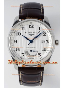 Longines Master Collection Automatic Power Reserve White Dial Swiss Replica Watch Leather Strap