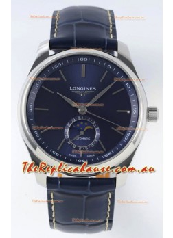 Longines Master Collection Automatic Moonphase Blue Dial Swiss Replica Watch Leather Strap