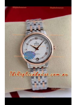 Omega De Ville Edition Swiss Automatic Watch in Two Tone Rose Gold White Dial 
