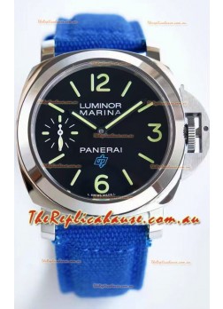 Panerai Marina PAM00777 Logo Acciaio Black Dial in 1:1 Mirror Quality - 904L Steel in Canvas Strap 