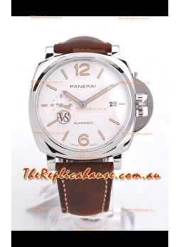 Panerai Luminor DUE PAM1046 White Dial 42MM 1:1 Mirror Quality - 904L Steel in Leather Strap 