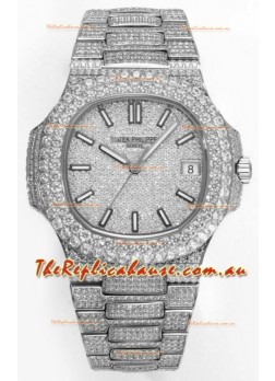 Patek Philippe Nautilus 5711/A Swiss Replica Watch 1:1 Mirror Replica in 904L Steel Diamonds Casing