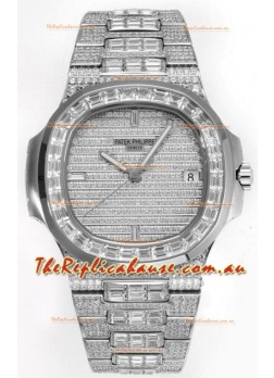 Patek Philippe Nautilus 5711/A Swiss Replica Watch 1:1 Mirror Replica in 904L Steel Diamonds Casing