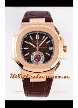 Patek Philippe Nautilus 5980/1R-001 Rose Gold 904L Steel Case in Brown Dial - 1:1 Mirror Replica