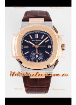 Patek Philippe Nautilus 5980/1R-001 Rose Gold Two Tone 904L Steel Case in Blue Dial - 1:1 Mirror Replica