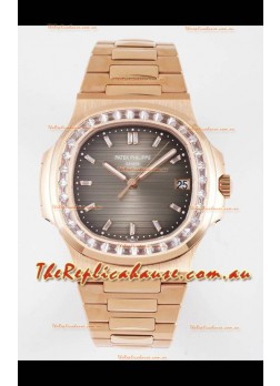 Patek Philippe Nautilus 5711/R Grey Dial 1:1 Mirror Swiss Replica Watch in Rose Gold 904L Steel 