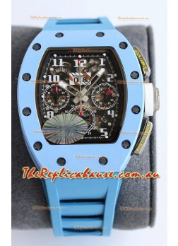 Richard Mille RM011 Blue Ceramic Casin Blue Rubber Strap 1:1 Mirror Swiss Replica Watch 