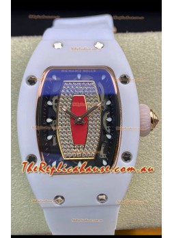 Richard Mille RM-07-01 Diamonds Dial White Ceramic Ladies 1:1 Swiss Replica Watch 