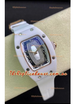 Richard Mille RM-07-01 Diamonds Dial White Ceramic Ladies 1:1 Swiss Replica Watch 